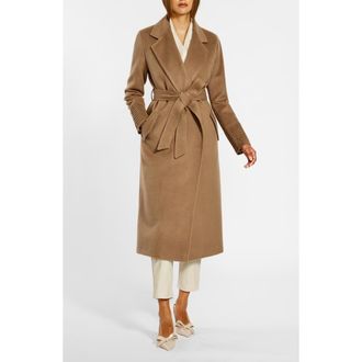 Sentaler Belted Alpaca Blend Wrap Coat in Dark Camel at Nordstrom, Size X-Large