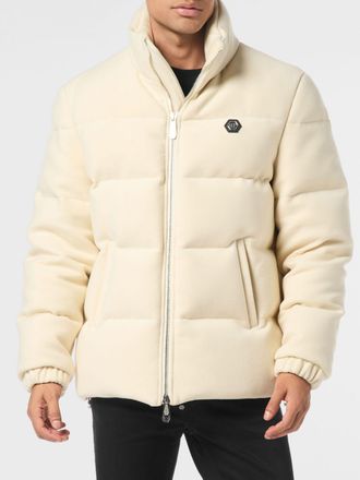 Philipp Plein Quilted Nylon Puffer Jacket with Goose Down and Hexagon Logo