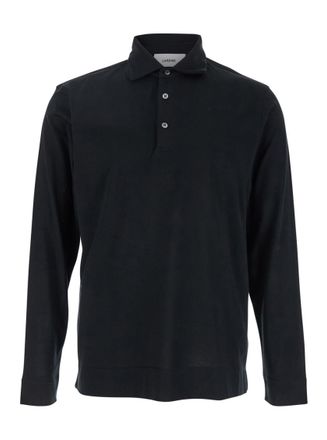 Lardini Black Solid Shirt Collar Polo