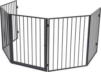 vidaXL Valla Reja De Chimenea Para Mascotas Acero Negro Vidaxl