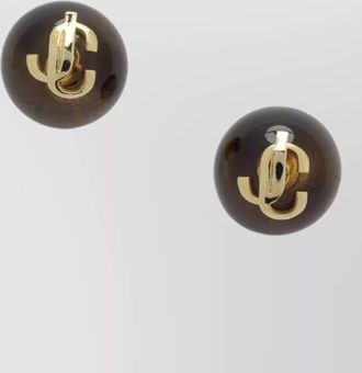 Jimmy Choo London jc logo stud earrings gold tone