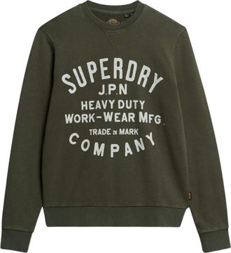 Superdry Groene Olijf Crewneck Sweater 100% Katoen - Heren - Sweatshirts - Groen - L - Katoen - Hoodies & sweatvesten