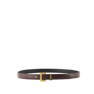 Saint Laurent Belts, female, Red, Size: 85 CM Bordeaux Leather Waist Belt