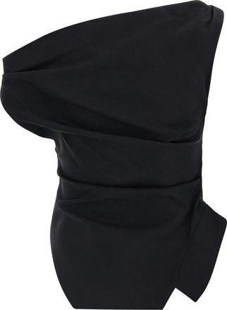 R&oacute;he Asymmetrical Draped Blouse - Black