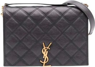 Saint Laurent Pre-owned Cross Body Bags, female, Black, Size: ONE SIZE Pre-owned Leather Cross Body Bag