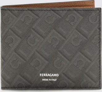 Ferragamo Portafoglio a libro in tela spalmata con monogramma Gancini