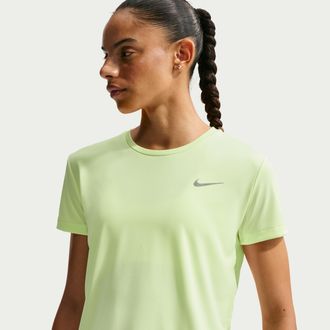 Nike Womens Miler Short-Sleeve Running Top in Yellow | AJ8121-701