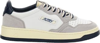 Autry White Medalist Low Leather Suede Sneakers