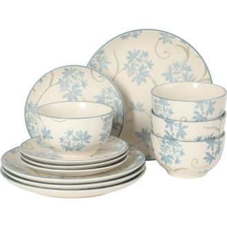 Gibson Home Admiral Hall 12-Piece Matte Stoneware Dinnerware Set in Blue at Nordstrom