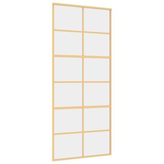 Berkfield Home Sliding Door Gold 90x205 cm Clear ESG Glass & Aluminium