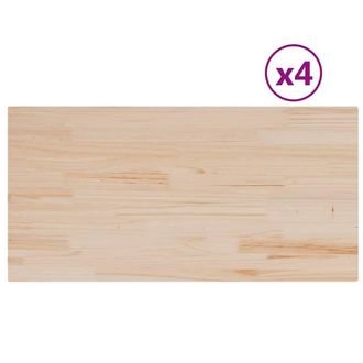 Berkfield Home Table Tops 4 pcs 100x50x2.5 cm Rectangular Solid Wood Pine in Natural