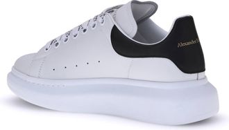 Alexander McQueen Mens Leather Sneakers White-Black Trainers White/black