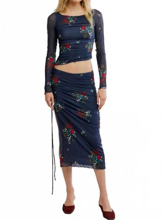 Free People Rumi Floral Midi Skirt Set In Blue
