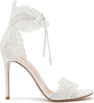 Gianvito Rossi Evie 105 Lace and Leather Sandals - White - 41 (IT41 / UK8)