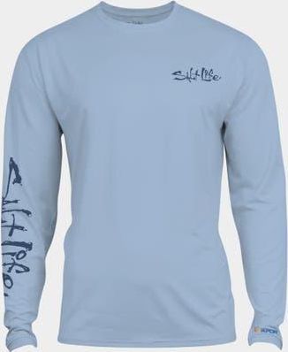 Salt Life Sailfish N Bones Long Sleeve Performance Tee in Glacial Blue Heather at Nordstrom, Size Medium