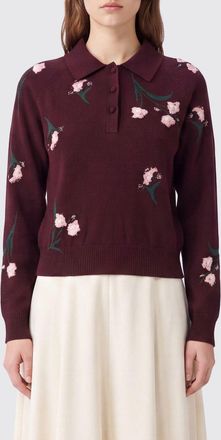 Erdem Polo in maglia slim fit in pura lana merino con motivo floreale