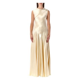 Alberta Ferretti Alberta Ferretti, Gowns, female, Beige, Size: S Elegant Ivory Satin Evening Dress
