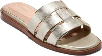 Cole Haan Ensley Go-To Slide Sandal in Soft Gold Saffiano Leather at Nordstrom Rack, Size 5.5