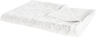 Beliani Manta De Acr&iacute;lico Blanco 180 X 220 Cm Mullido Suave Dise&ntilde;o Escandinavo Tourza
