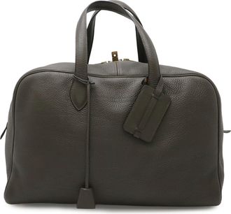 Herm&egrave;s Olive Taurillon Clemence Leather Boston Bag (Pre-Owned)