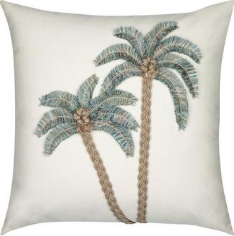 Elaine Smith Escape Handmade Applique Indoor & Outdoor Woven Accent Pillow in Aqua at Nordstrom, Size 22X22