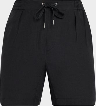Ralph Lauren Purple Label Men & apos;s Silk and Linen Double-Pleated Drawstring Shorts