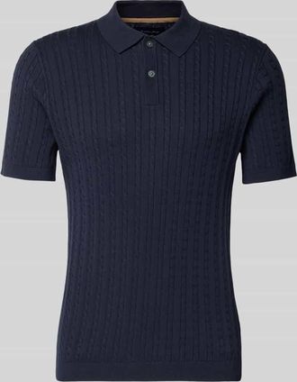 Christian Berg Slim Fit Poloshirt in Strick-Optik in Marine, Gr&ouml;&szlig;e 3XL