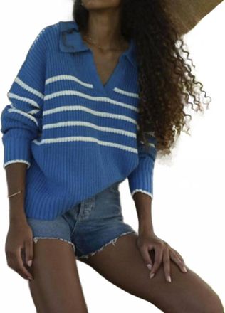 Saylor Kimberly Stripe Sweater In Creme/blue