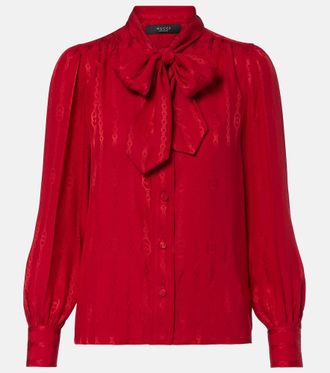 Gucci Interlocking G silk jacquard blouse