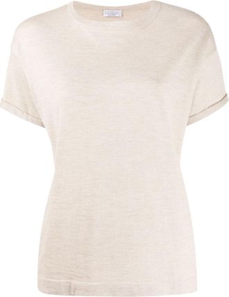 Brunello Cucinelli Beige Wool And Silk T-shirt