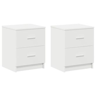 vidaXL Comodini 2 Pz Con 2 Cassetti Bianchi 40x36x50 Cm - Vidaxl