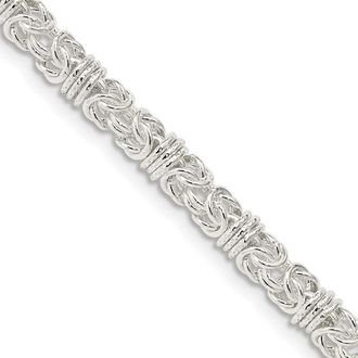 Diamond2Deal Sterling Silver 4mm Fancy Byzantine Chain Necklace