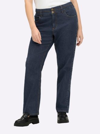 Sheego Bequeme Jeans SHEEGO, Damen, Gr. 40, Normalgr&ouml;ssen, dunkelblau, 99% Baumwolle, 1% Elasthan, unifarben, lang, Jeans Bequeme Jeans