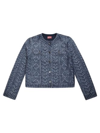 Diesel Cropped Geometric Pattern Knit Jacket