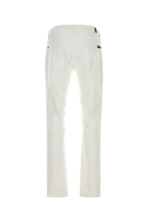7 For All Mankind Mens White Stretch Denim Slimmy Tapered Jeans Blue