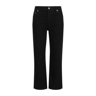 Tory Burch Cropped Flare Denim Trousers - female - Tory Burch - Bootcut Jeans - Black - W26 - Jeans