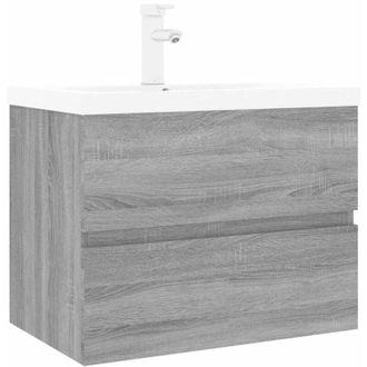 vidaXL Mueble de baño con lavabo madera contrachapada gris Sonoma vidaXL