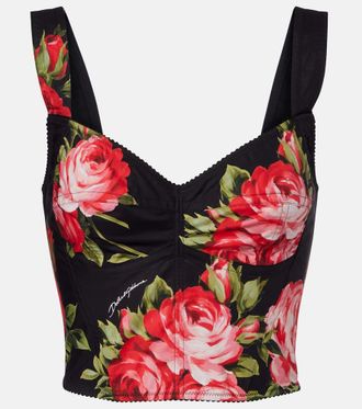 Dolce & Gabbana Floral cotton-blend bustier top