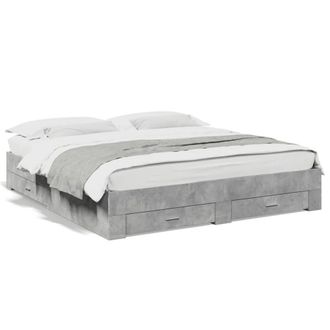 Berkfield Home Bed Frame with Drawers without Mattress Concrete Grey 200x200 cm