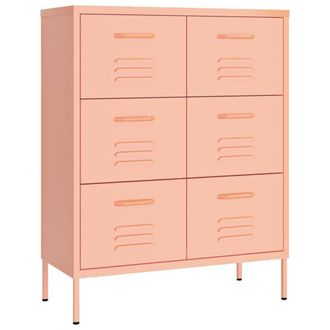 Berkfield Home Drawer Cabinet Pink 80x35x101.5 cm Steel