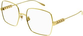 Gucci Square Metal Optical Frame - Dames - Brillen - Geel - 55 MM - Leer - Accessoires