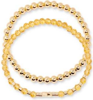 Brook & York Makenna Set of 2 Birthstone Beaded Stretch Bracelets in Gold at Nordstrom Rack