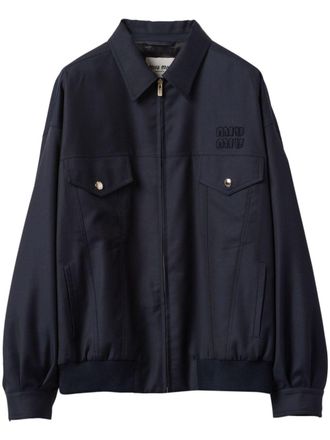 Miu Miu Batavia wool bomber jacket - Blue