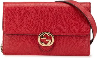 Gucci Pre-owned Womens Gg Marmont Crossbody - Poppy Leather - One Size