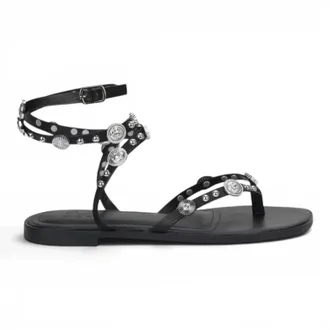 Love Rio Womens Lindy Gladiator Flat Sandals In Black