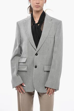 Jil Sander Blazer 3 Tasche in Lana Vergine Motivo a Quadri Jil Sander
