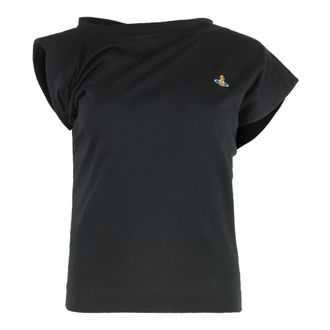 Vivienne Westwood Tops, Dames, Zwart, S, Katoen, Katoenen T-shirt met Asymmetrische Onderkant