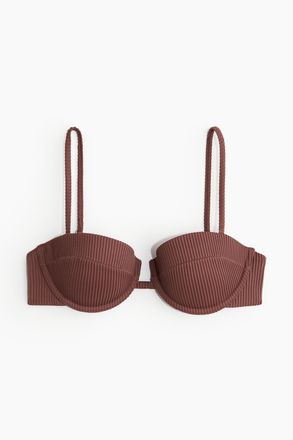 H&M Wattiertes Balconette-Bikinitop - Braun