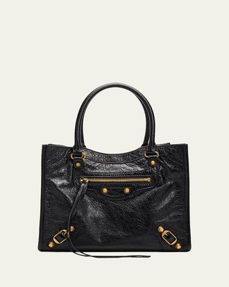 Balenciaga Arena Crinkled Leather Top-Handle Bag