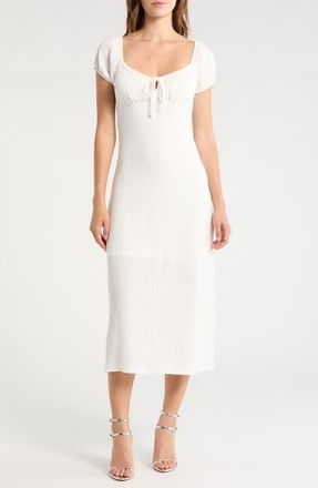 Madden Girl Puff Sleeve Midi Dress in Ivory at Nordstrom Rack, Size Medium